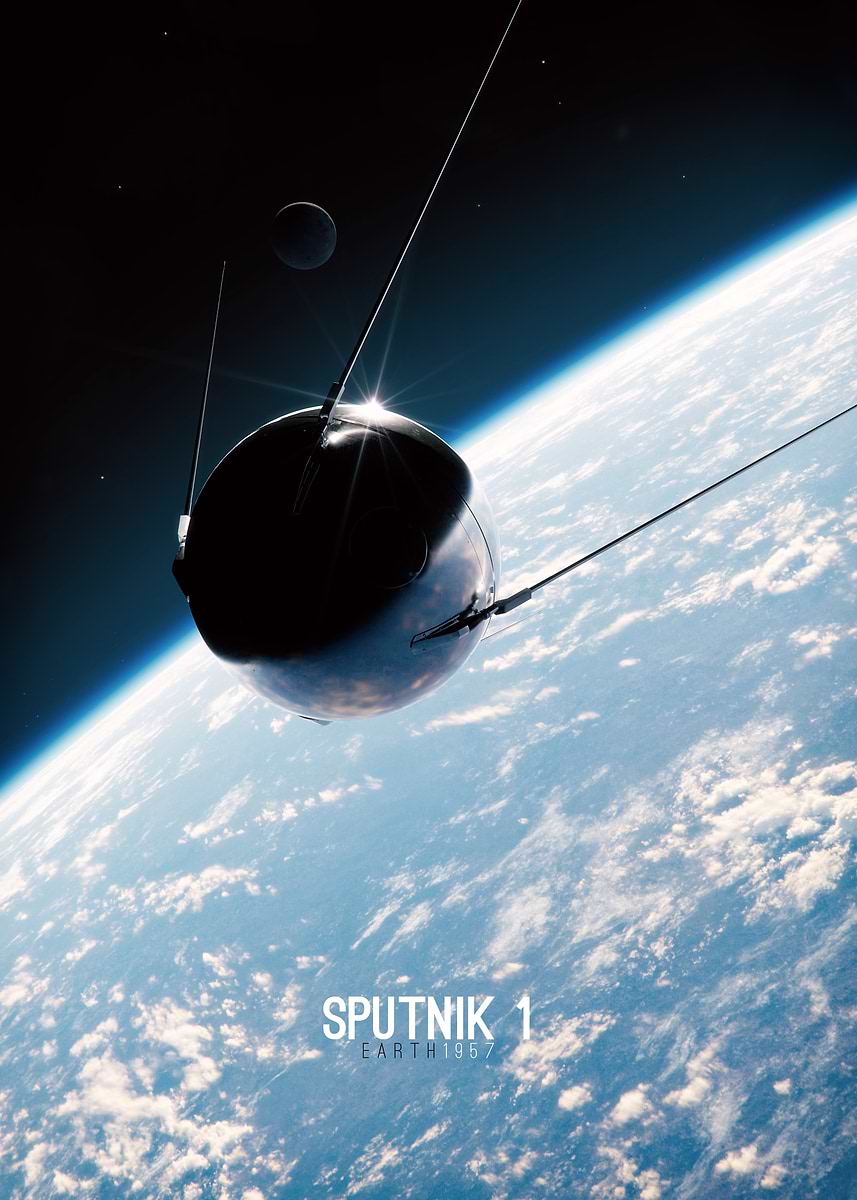 Sputnik 1 - Earth 1957' Poster, picture, metal print, paint by
