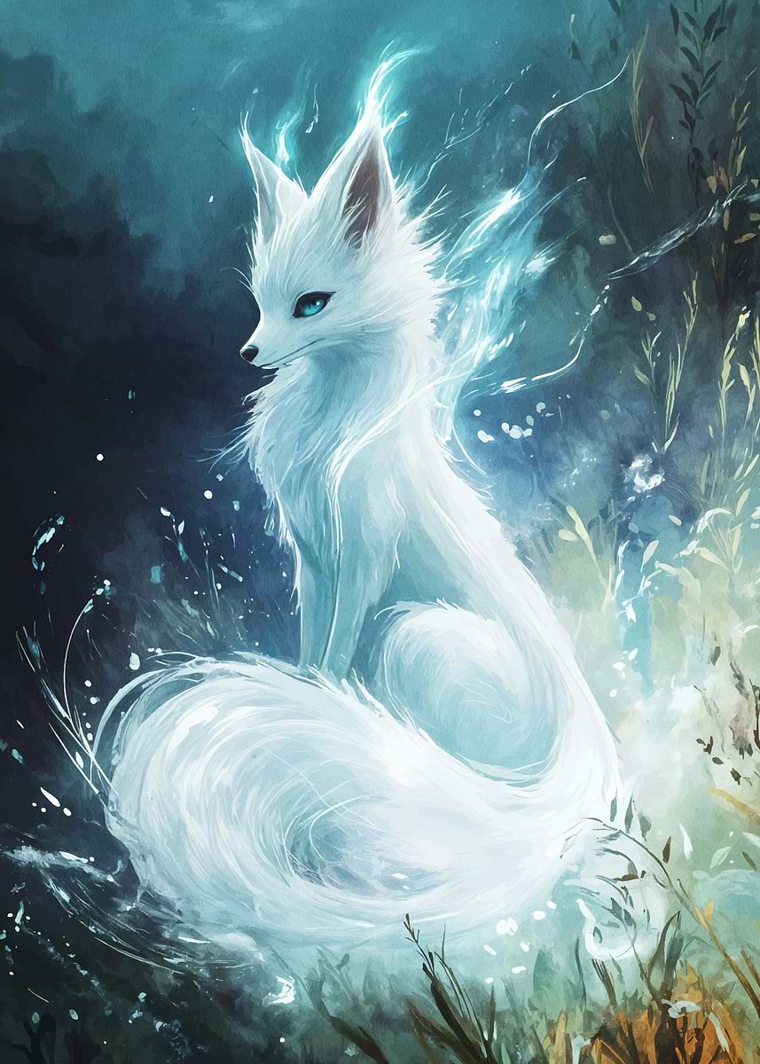 White Fox Spirit' Poster, picture, metal print, paint by Danny