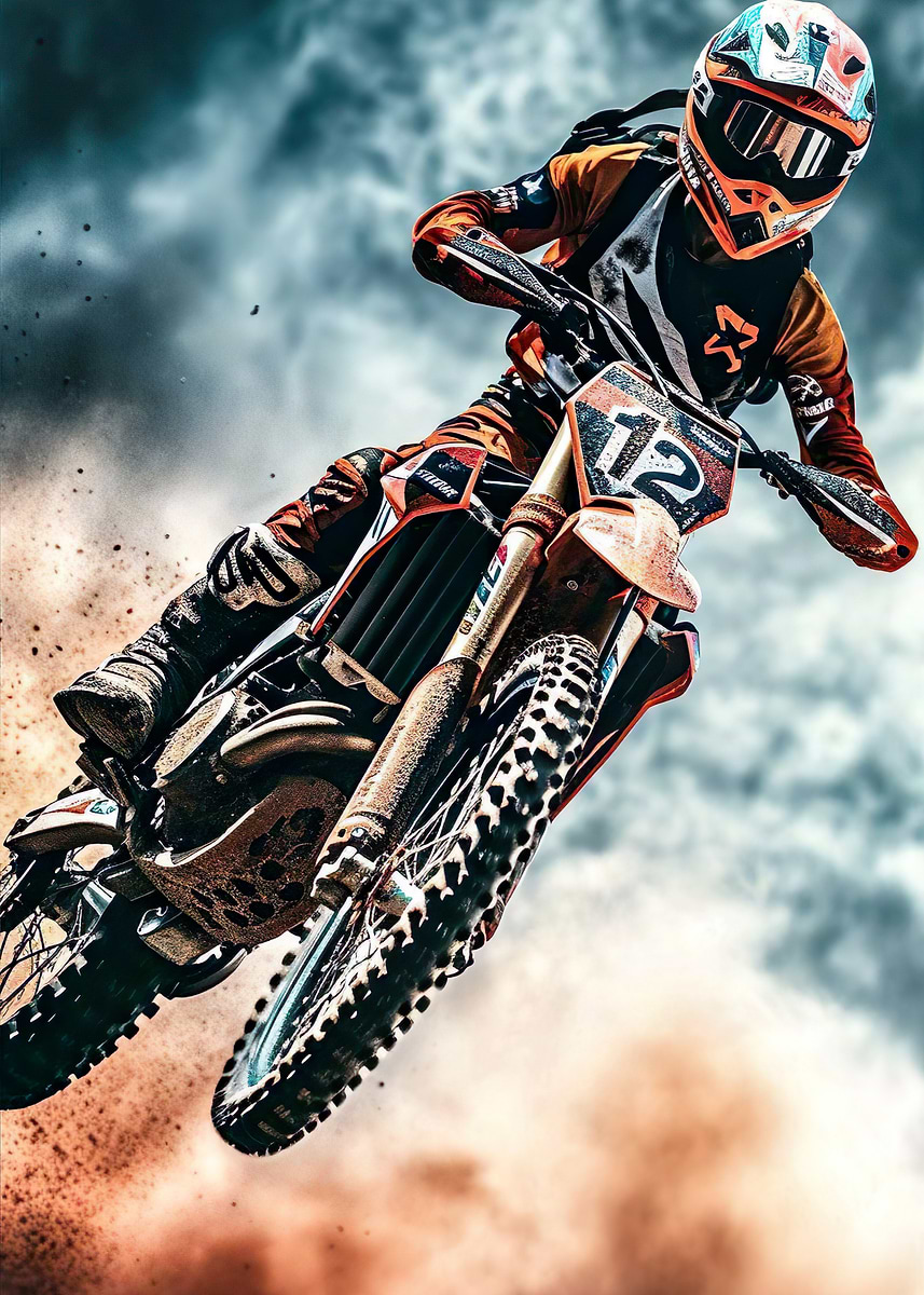 Mx Rider Poster 'Motocross Rider in Action' Poster, picture, metal print, paint by ...