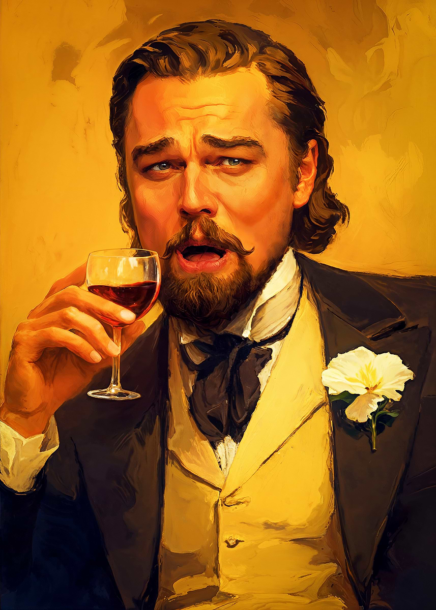Leonardo DiCaprio Laughing with Wine Meme
