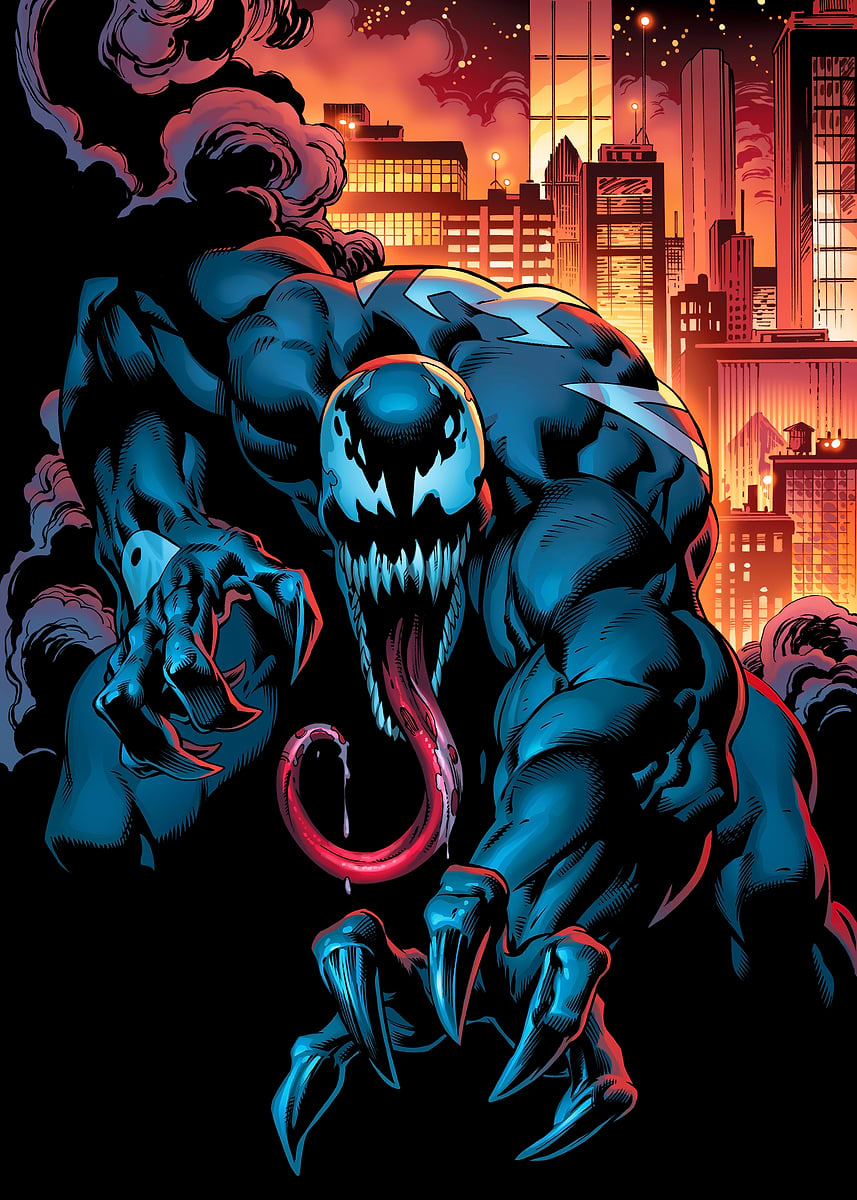 Venom Comic City' Poster, picture, metal print, paint by
