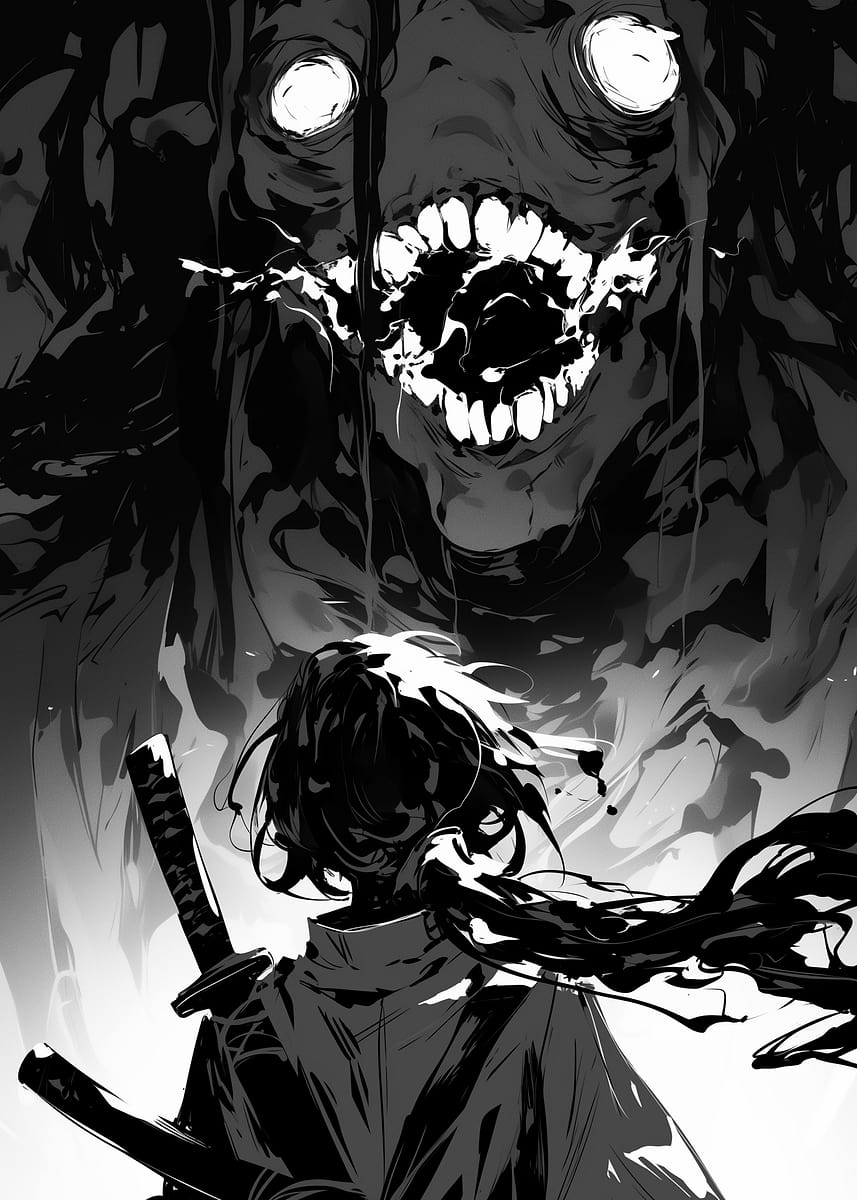 Samurai vs. Monster' Poster, picture, metal print, paint by Sumi