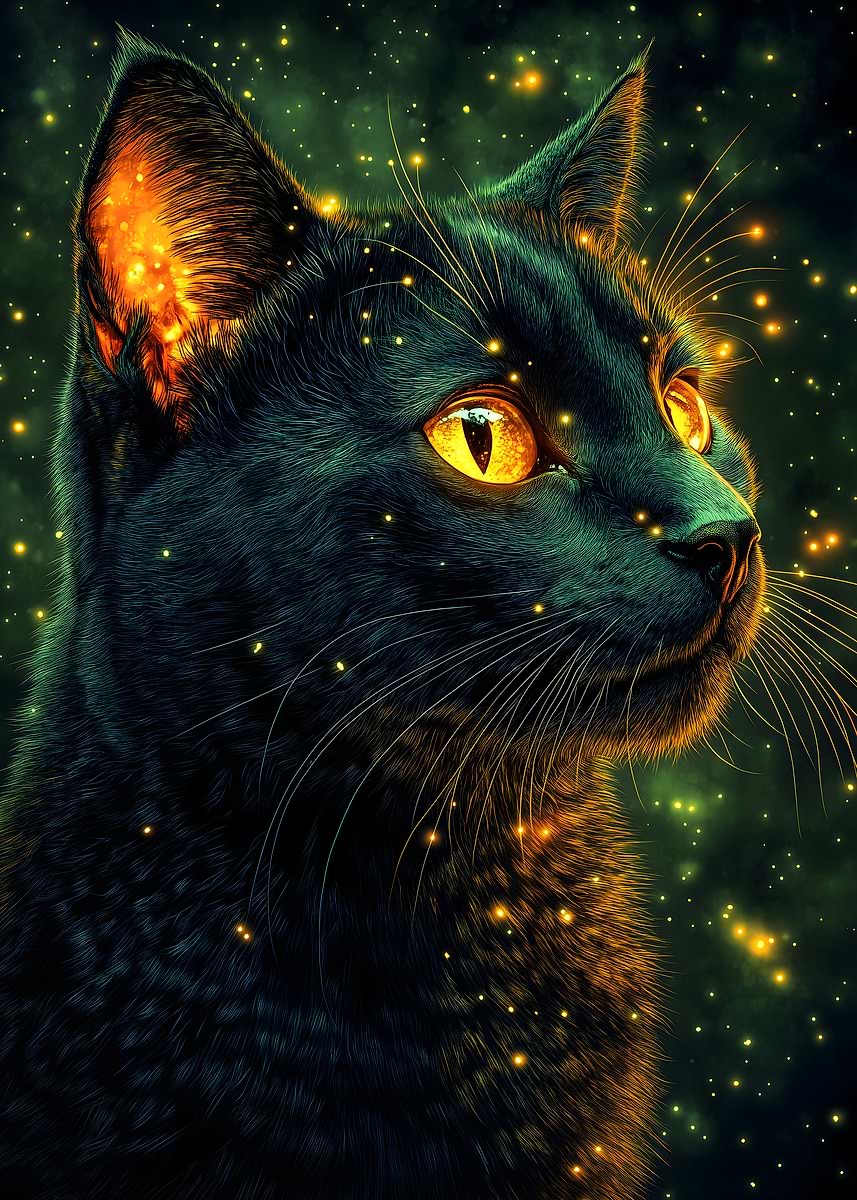 Displate ディスプレイット黒化け猫 メタルポースター