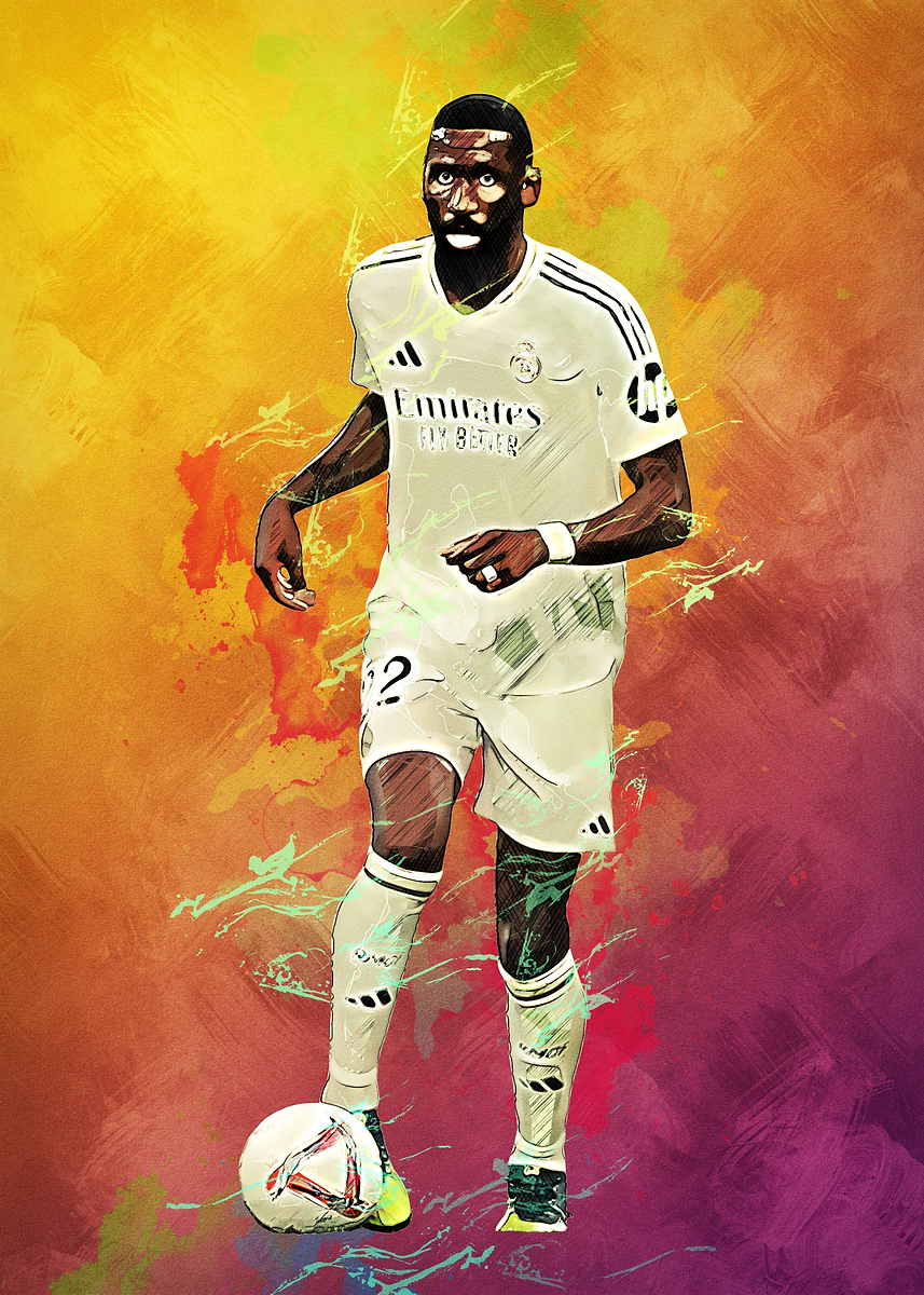 Antonio Rudiger' Poster, picture, metal print, paint by MeJar