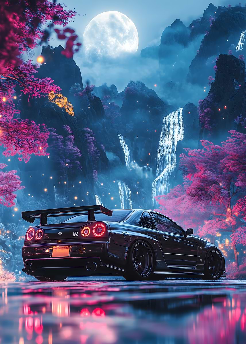 Nissan Skyline R34 in Dreamy Landscape' Poster, picture, metal