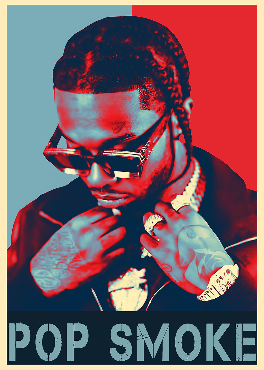 Pop Smoke Rapper' Poster, picture, metal print, paint by CLOVE