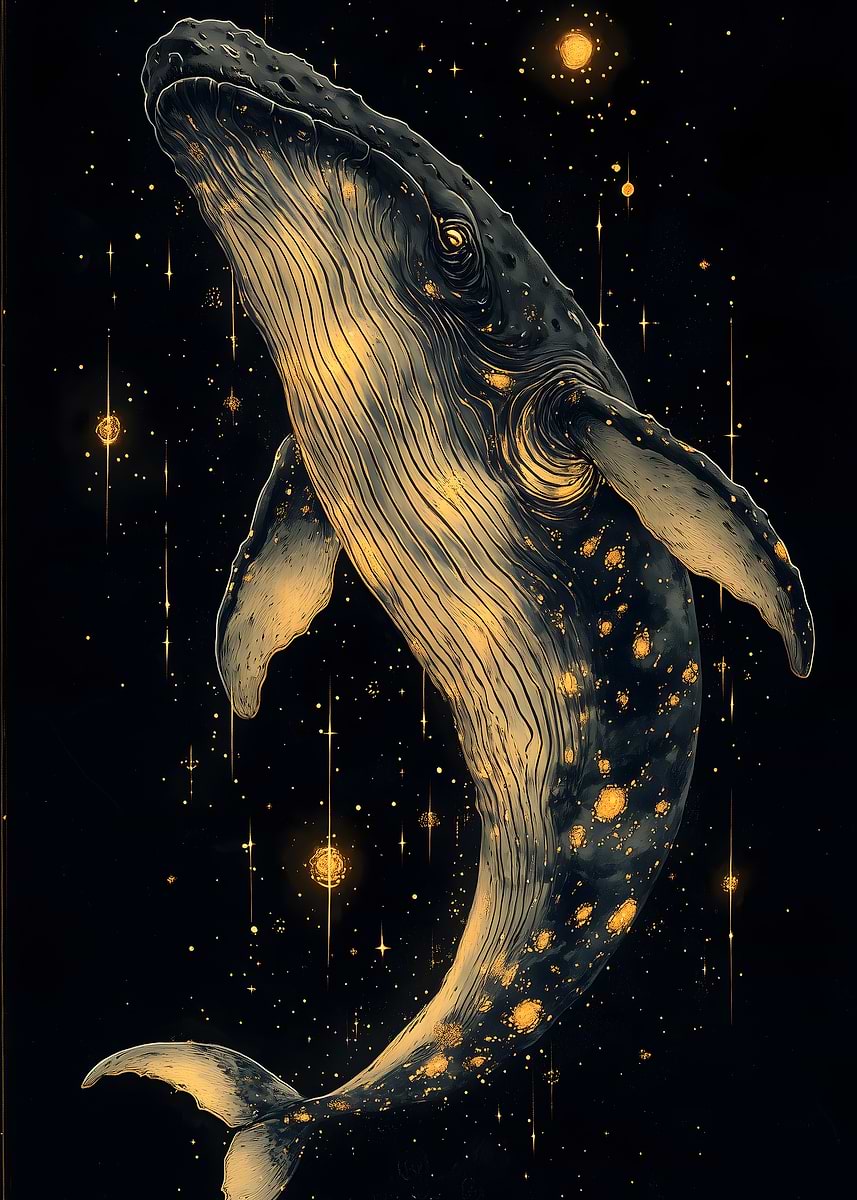 'Whale in the Stars' Poster, picture, metal print, paint by ...
