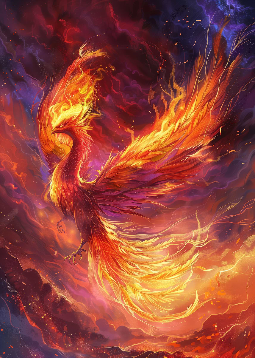 Majestic Phoenix In Flames' Poster, picture, metal print, paint by