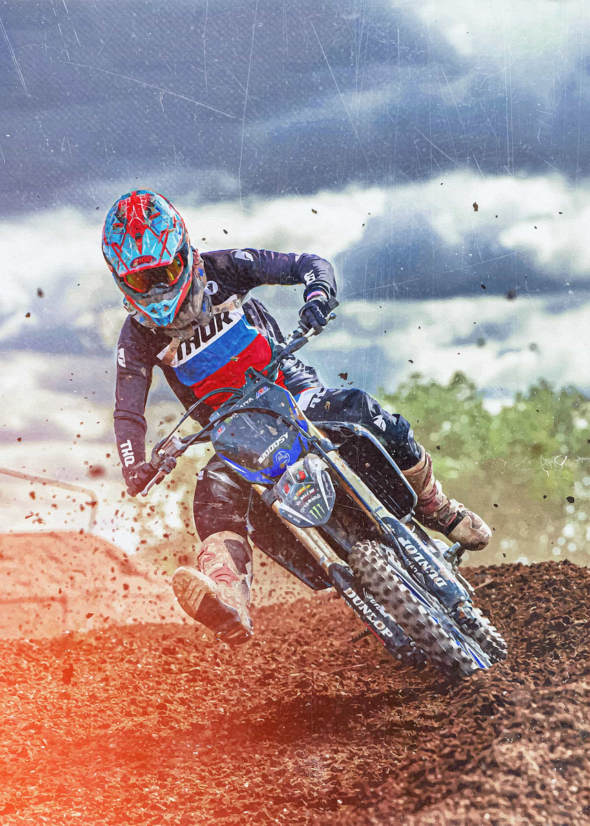 Mx Rider Poster 'Motocross Rider in Action' Poster, picture, metal print, paint by Lee ...