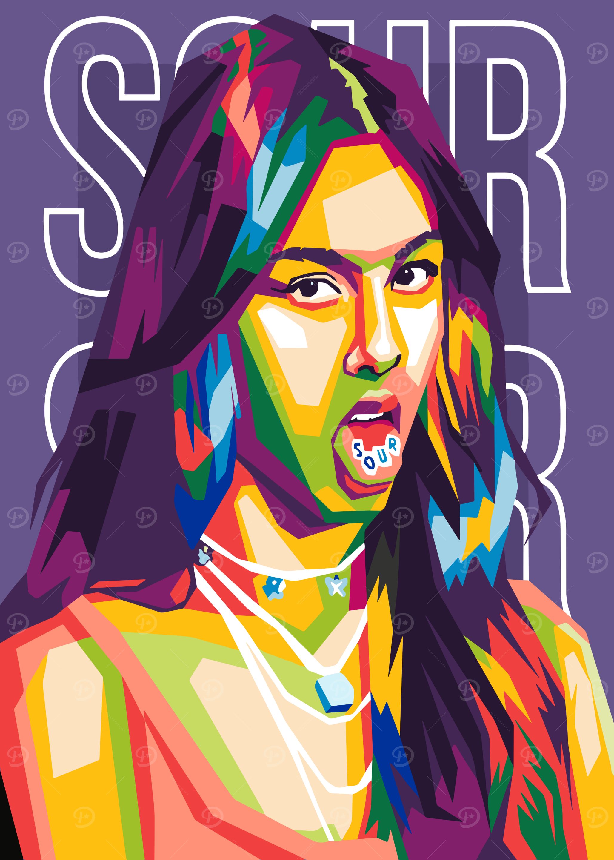 Olivia Rodrigo Sour Pop Art Portrait Poster, Picture & Metal Print