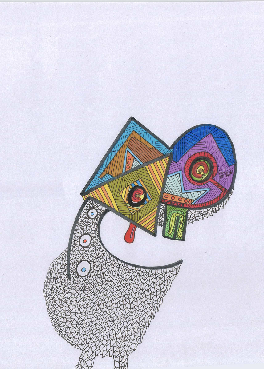 'Abstract Geometric Creature' Poster, picture, metal print, paint by ...