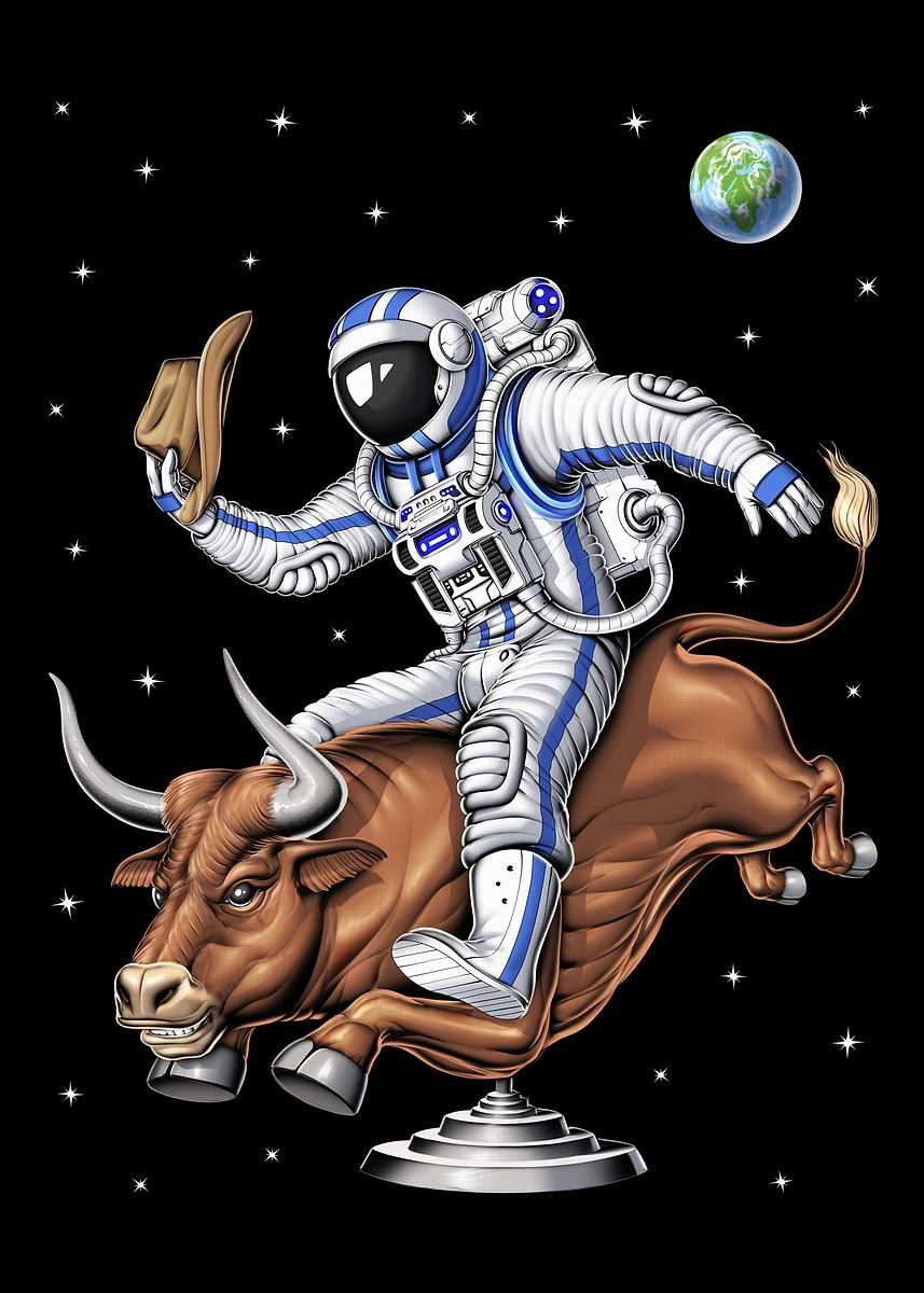 D Code Poster 'Astronaut Rodeo Cowboy' Poster, picture, metal print, paint by ...