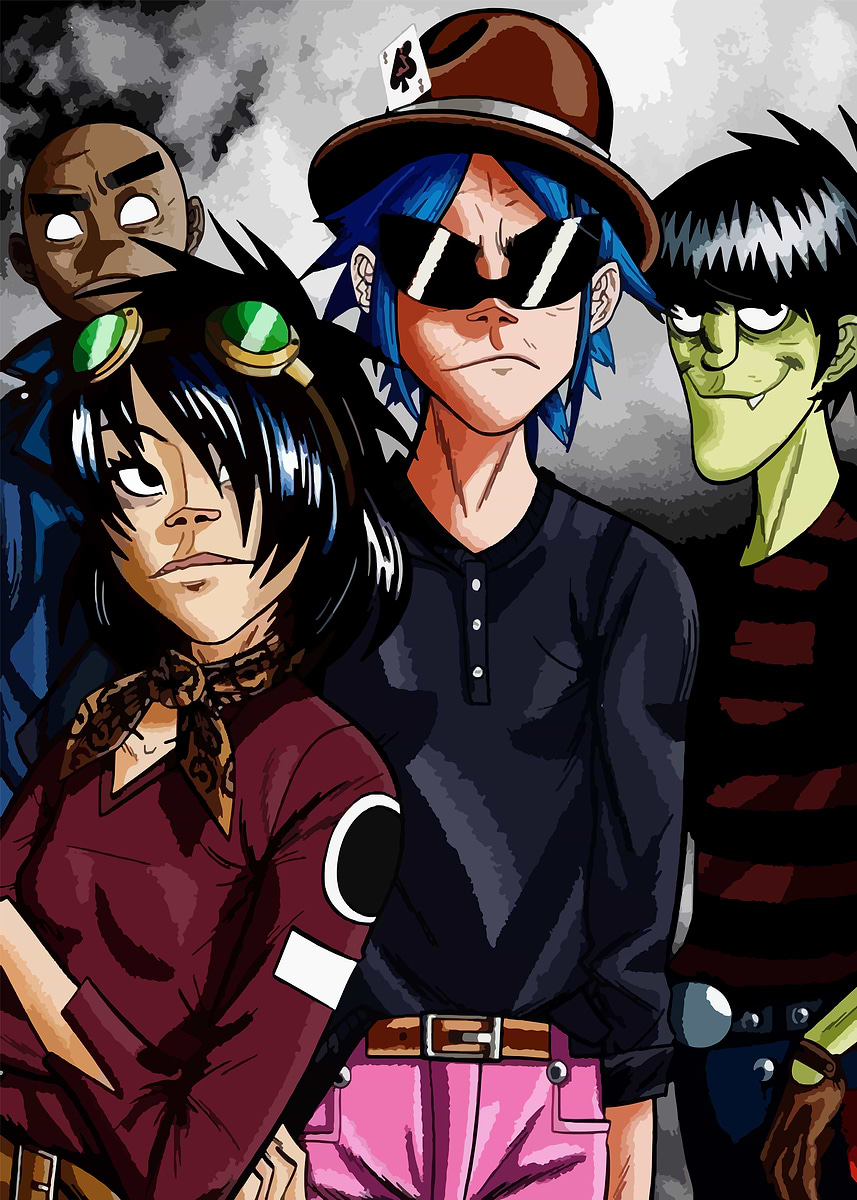 Gorillaz Band Illustration' Poster, picture, metal print, paint by