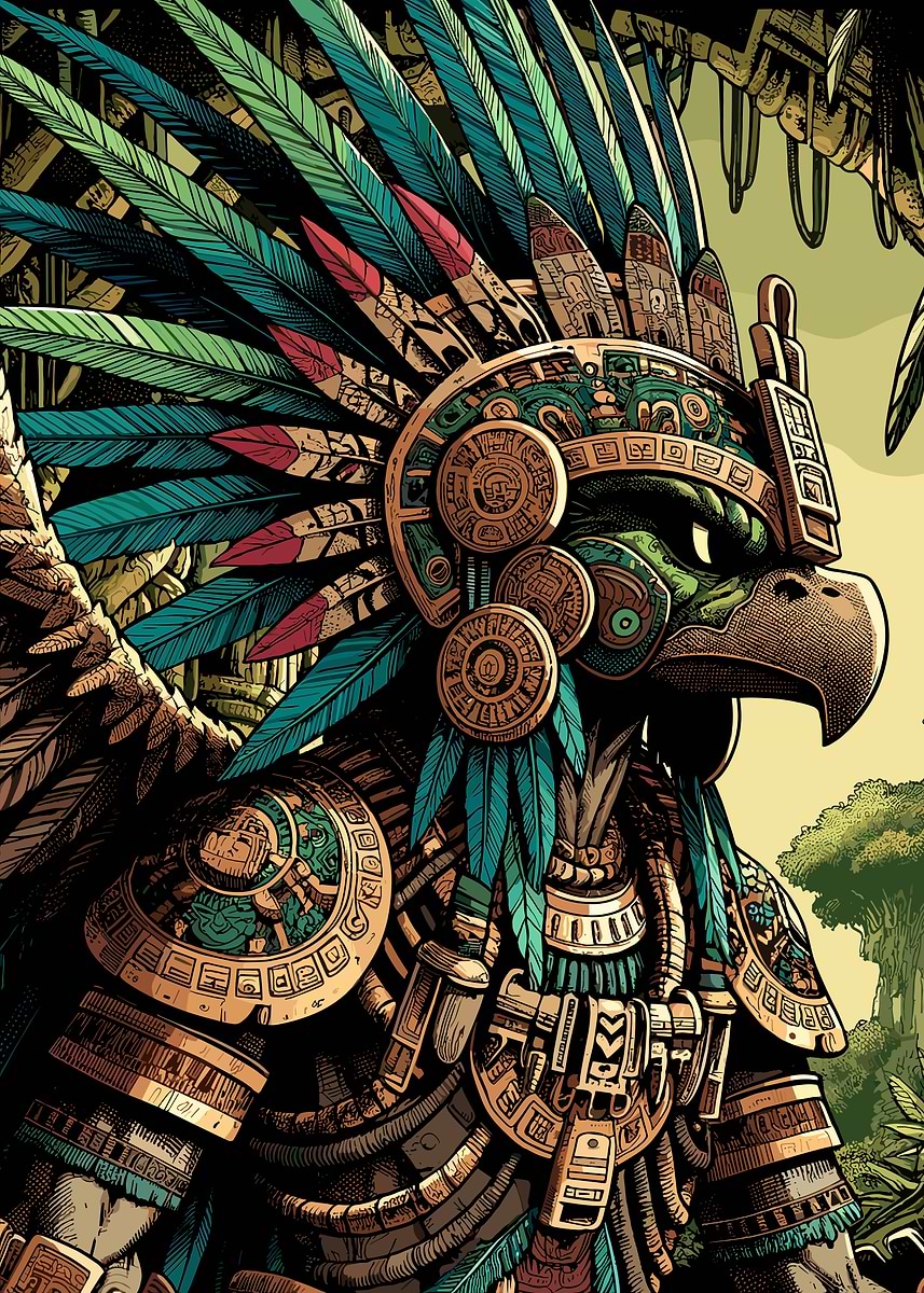'Aztec Eagle Warrior' Poster, picture, metal print, paint by Ray ...