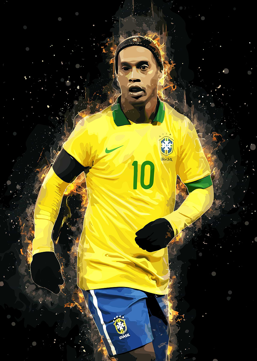 Ronaldinho Gaucho Brazil Soccer Art Poster, Picture & Metal Print