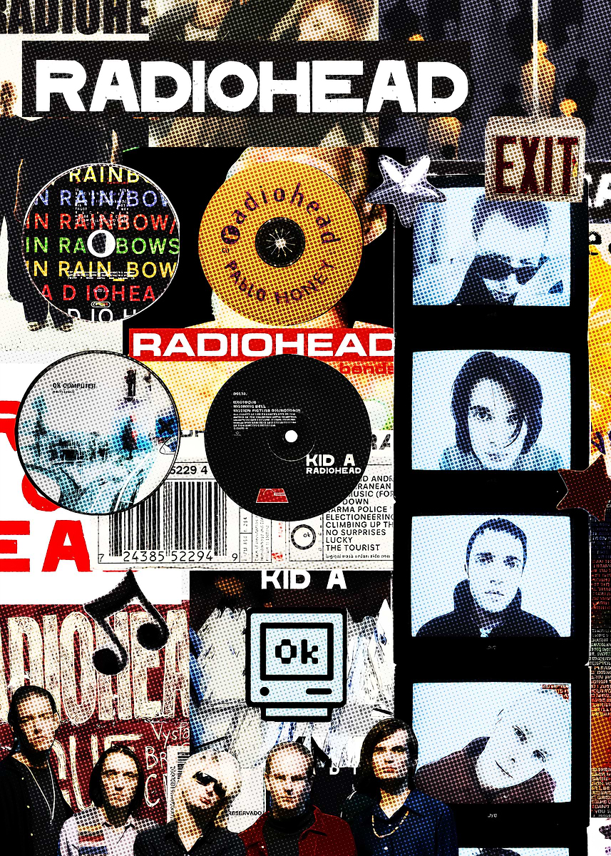 RADIOHEAD バンドポスター Radiohead rock band music Art Deco Kraftpaper poster Home