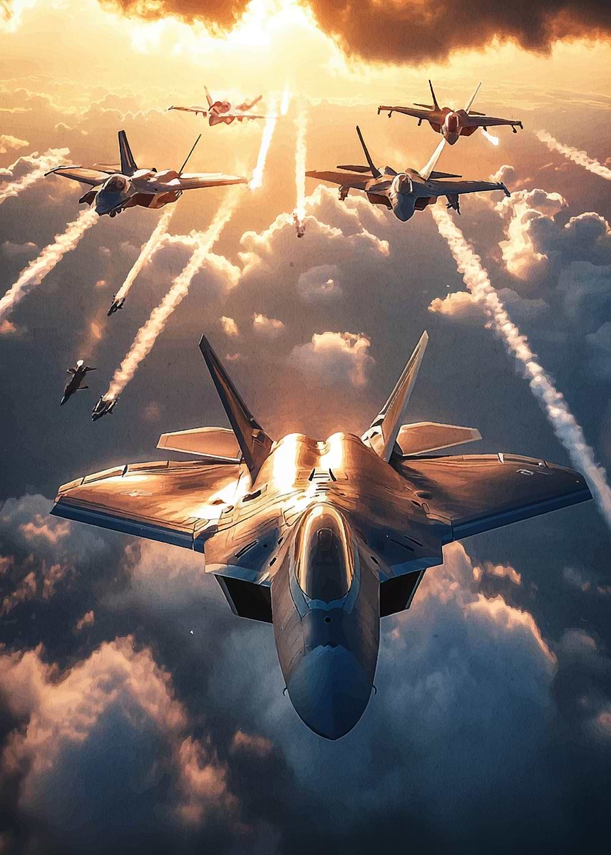 F-22 Raptor Flight' Poster, picture, metal print, paint by Eileen