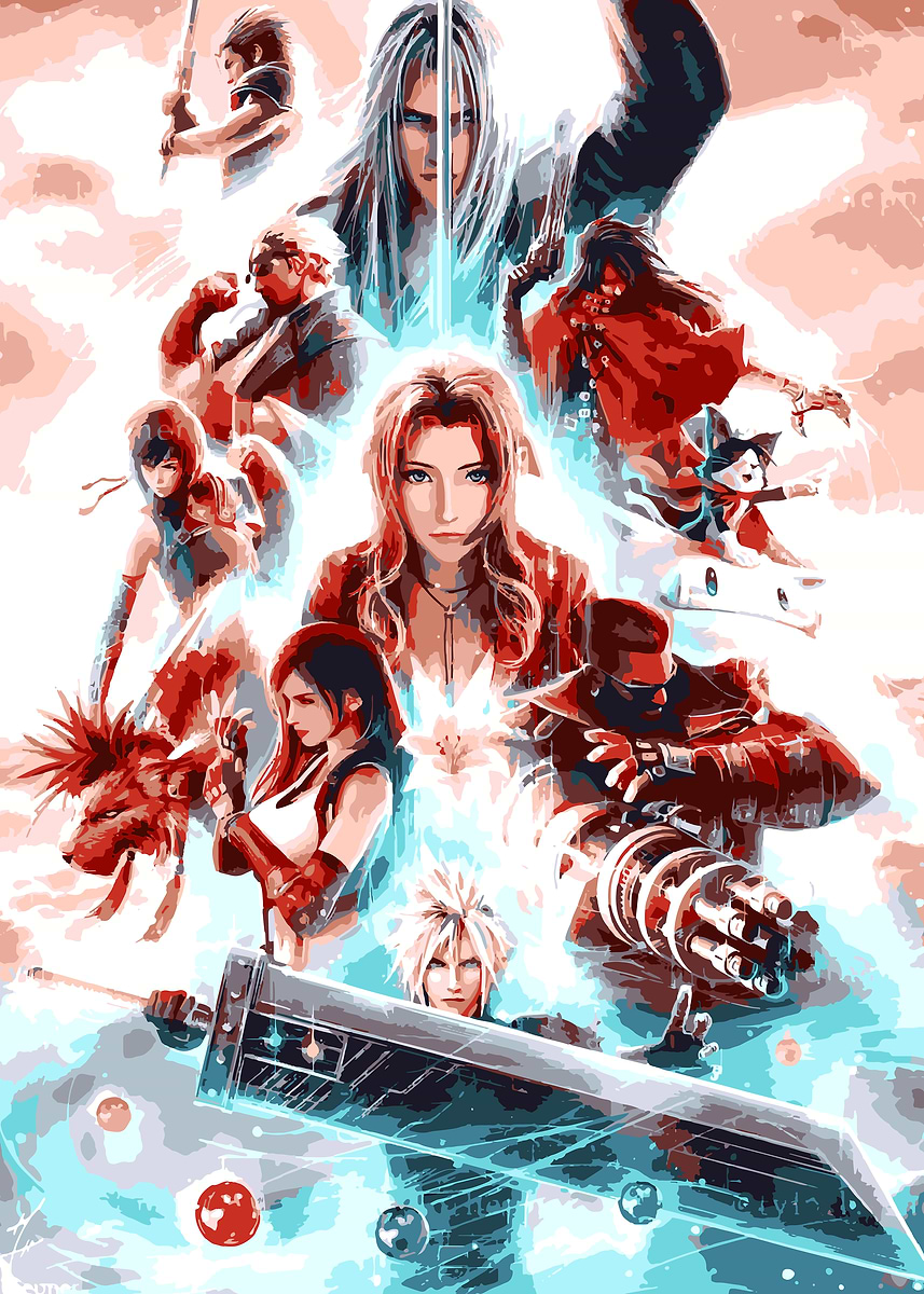 Final Fantasy VII Characters' Poster, picture, metal print, paint