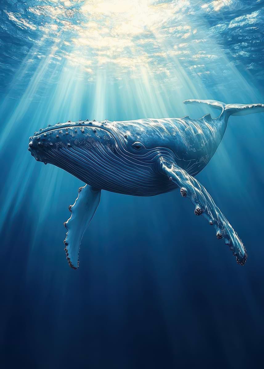 Humpback Whale Underwater' Poster, picture, metal print, paint by