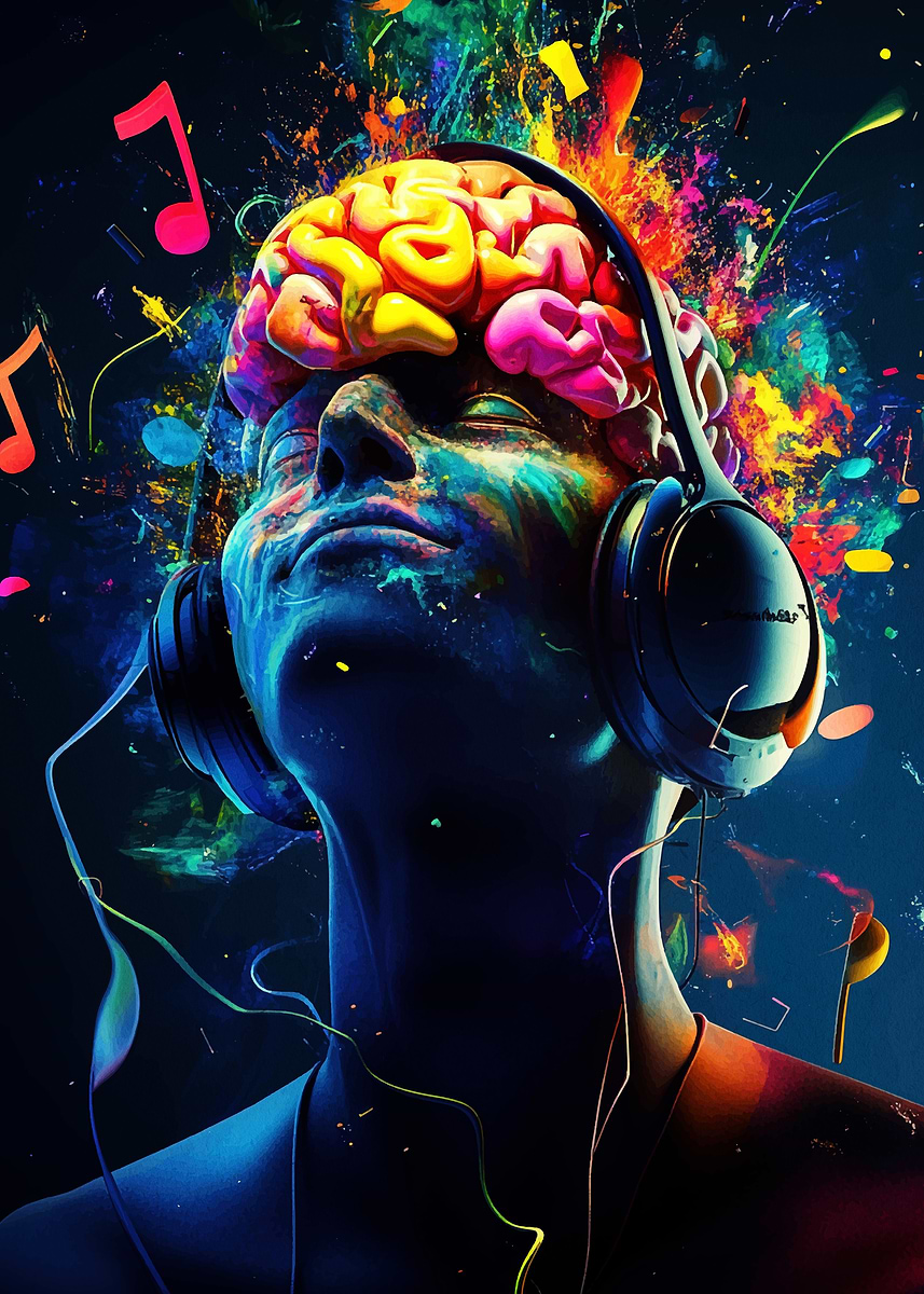 Music Brain Explosion' Poster, picture, metal print, paint by