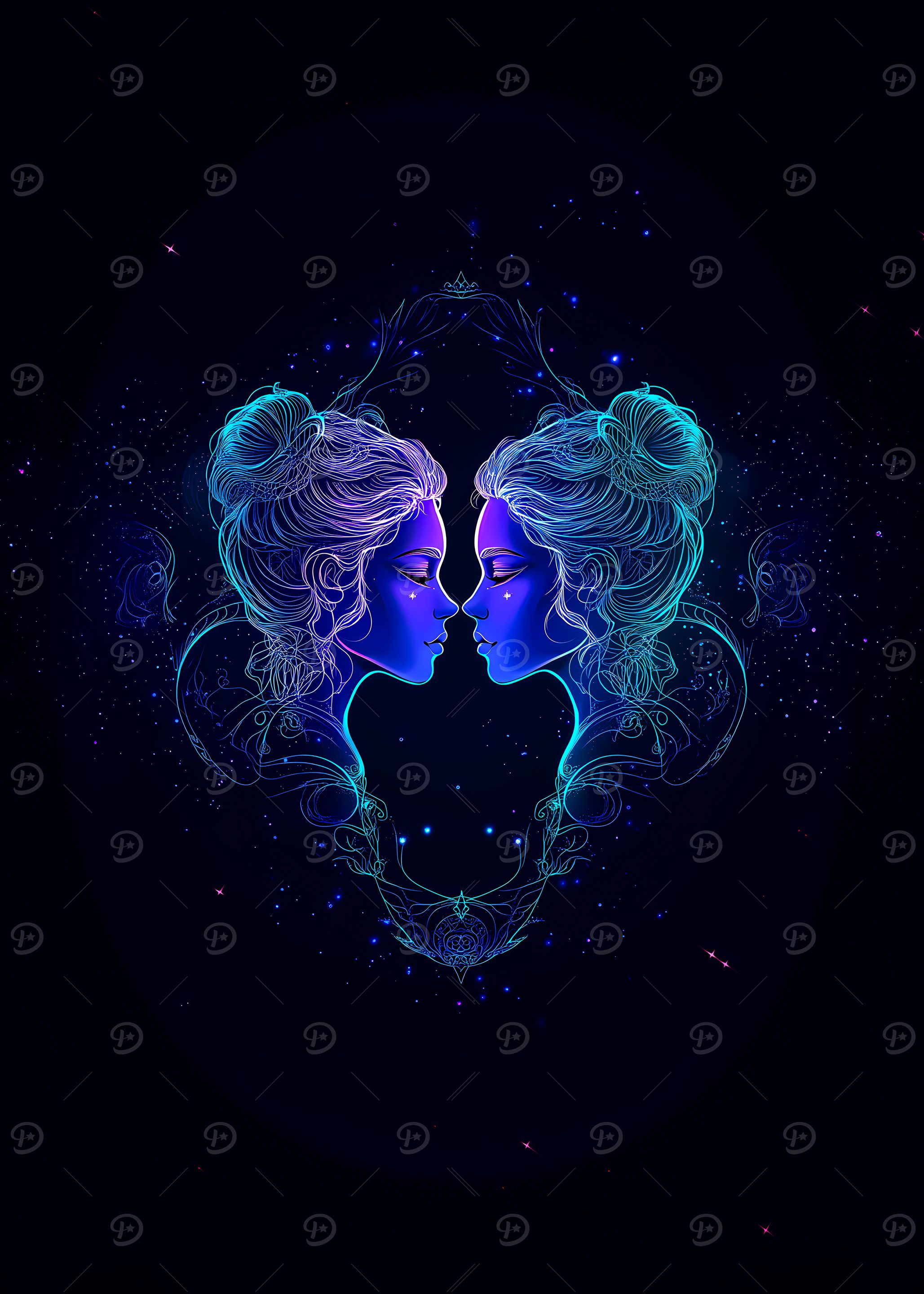 Gemini Zodiac Sign ' Poster, picture, metal print, paint by Flux