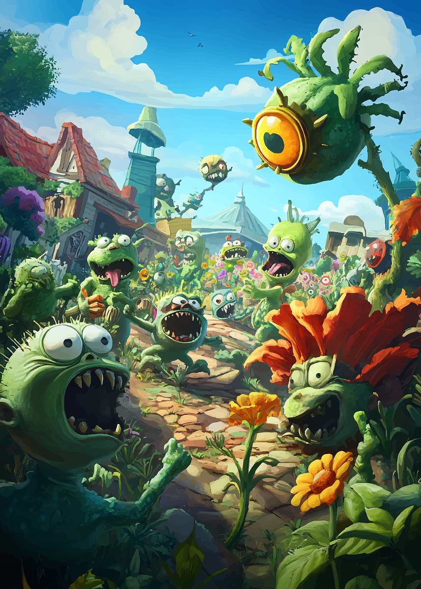 plants vs zombies' Poster, picture, metal print, paint by STEEZE