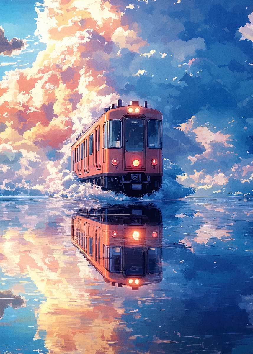 'Train in the Clouds' Poster, picture, metal print, paint by Bains ...