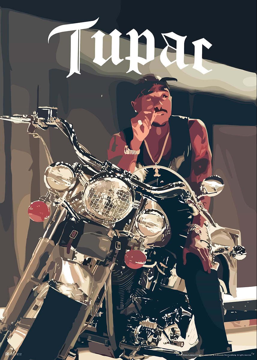Tupac Vintage Rap' Poster, picture, metal print, paint by Elg