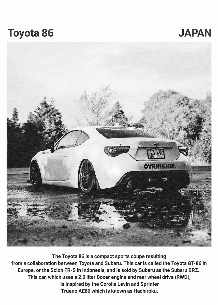 'Toyota 86 Sports Coupe' Poster, picture, metal print, paint by ...