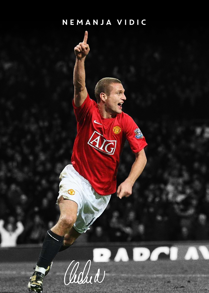 Nemanja Vidic' Poster, picture, metal print, paint by Brian John