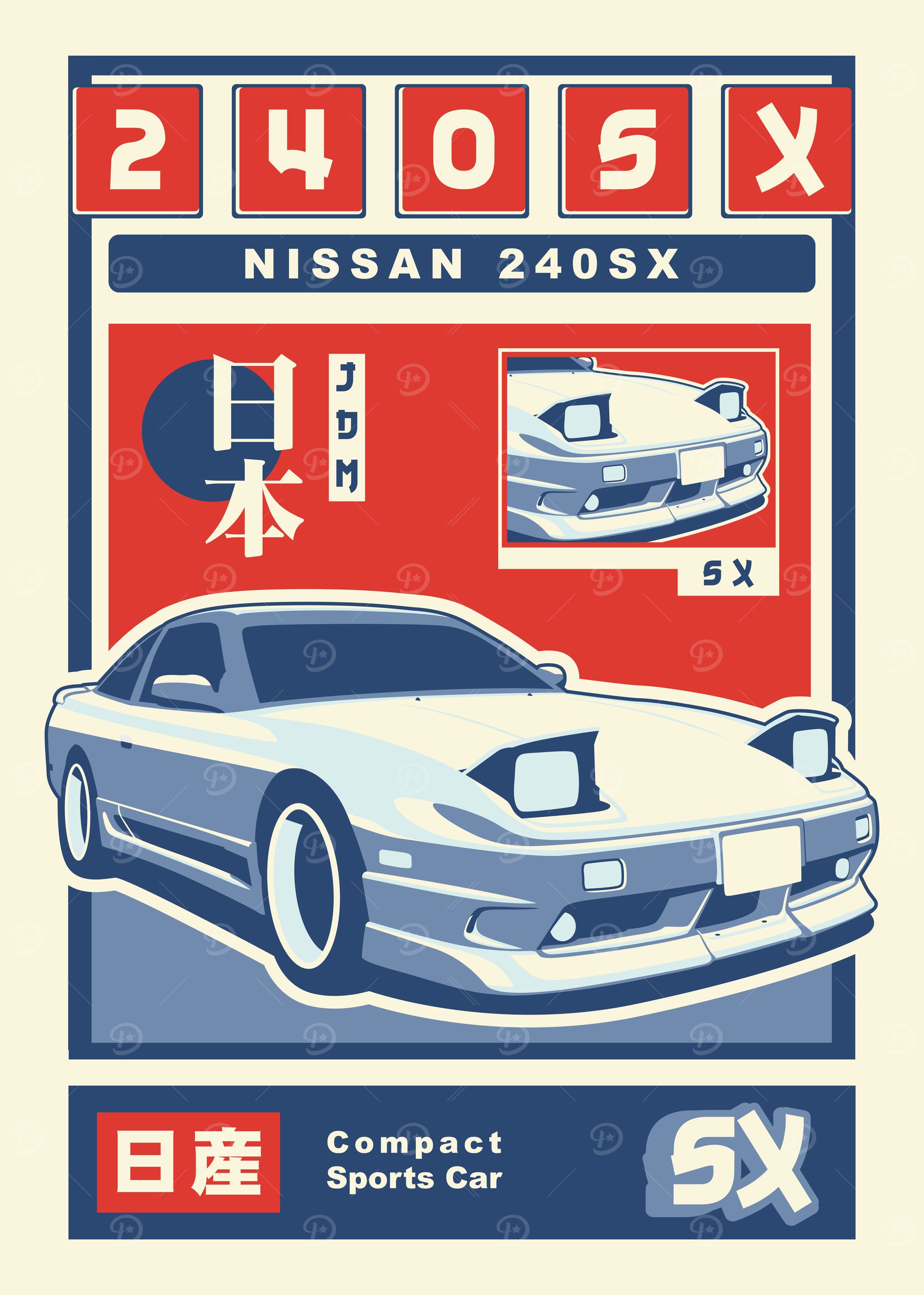 Nissan 240SX' Poster, picture, metal print, paint by Muezzahero