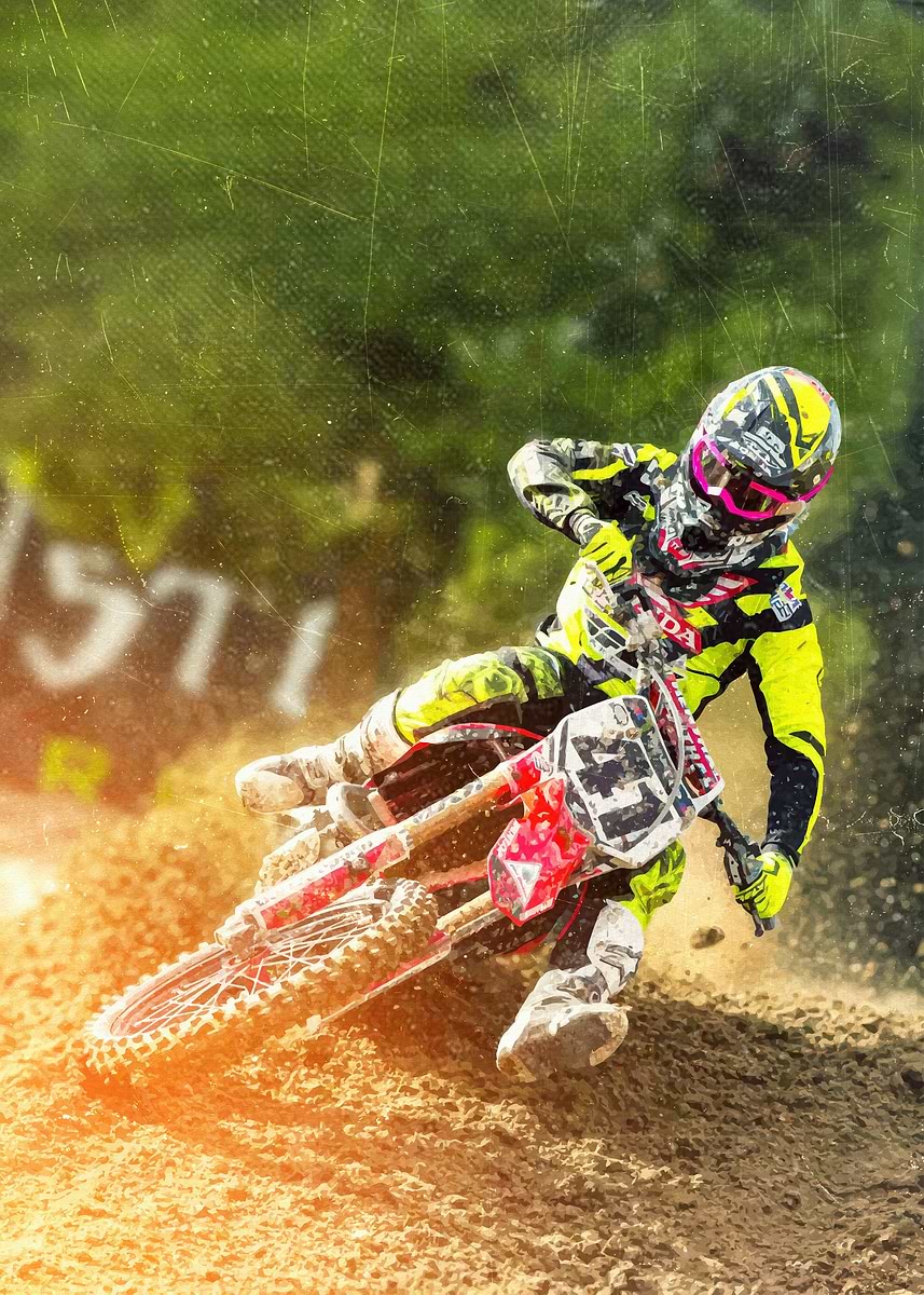 Mx Rider Poster 'Motocross Rider in Action' Poster, picture, metal print, paint by Lee ...
