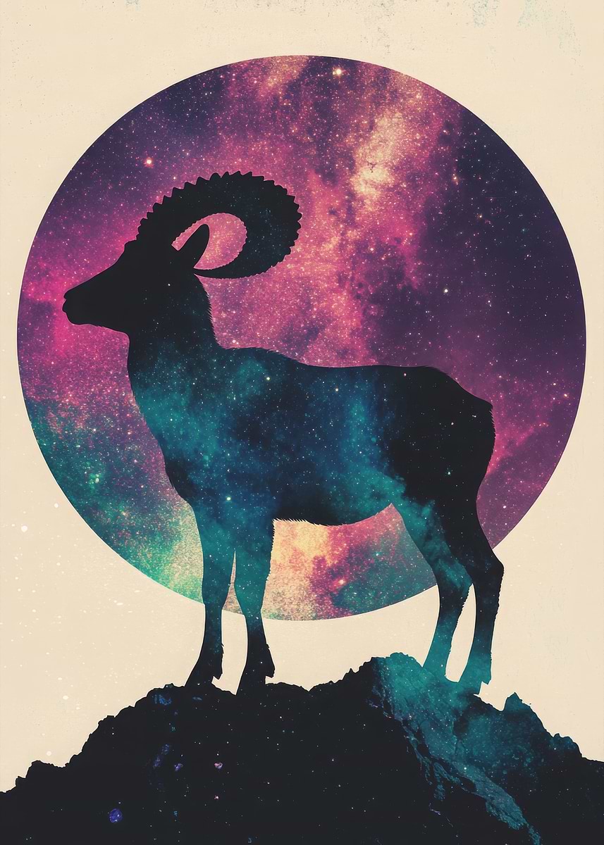 'Cosmic Mountain Goat' Poster, picture, metal print, paint by Lily Rose ...