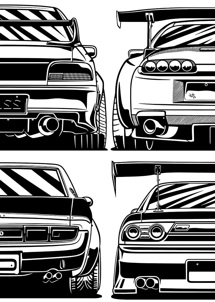 Japanese Sports Car Back View' Poster, picture, metal print, paint