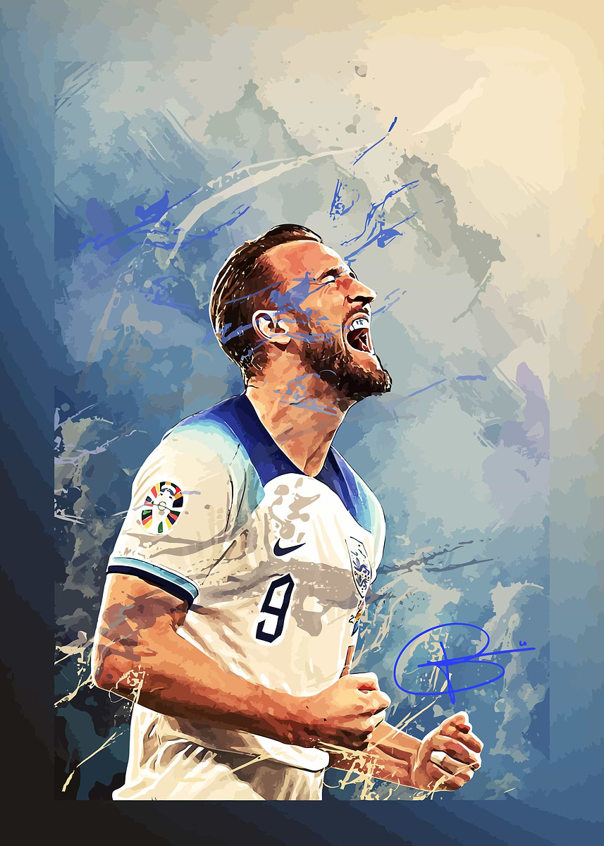 Harry Kane England Soccer' Poster, picture, metal print, paint by