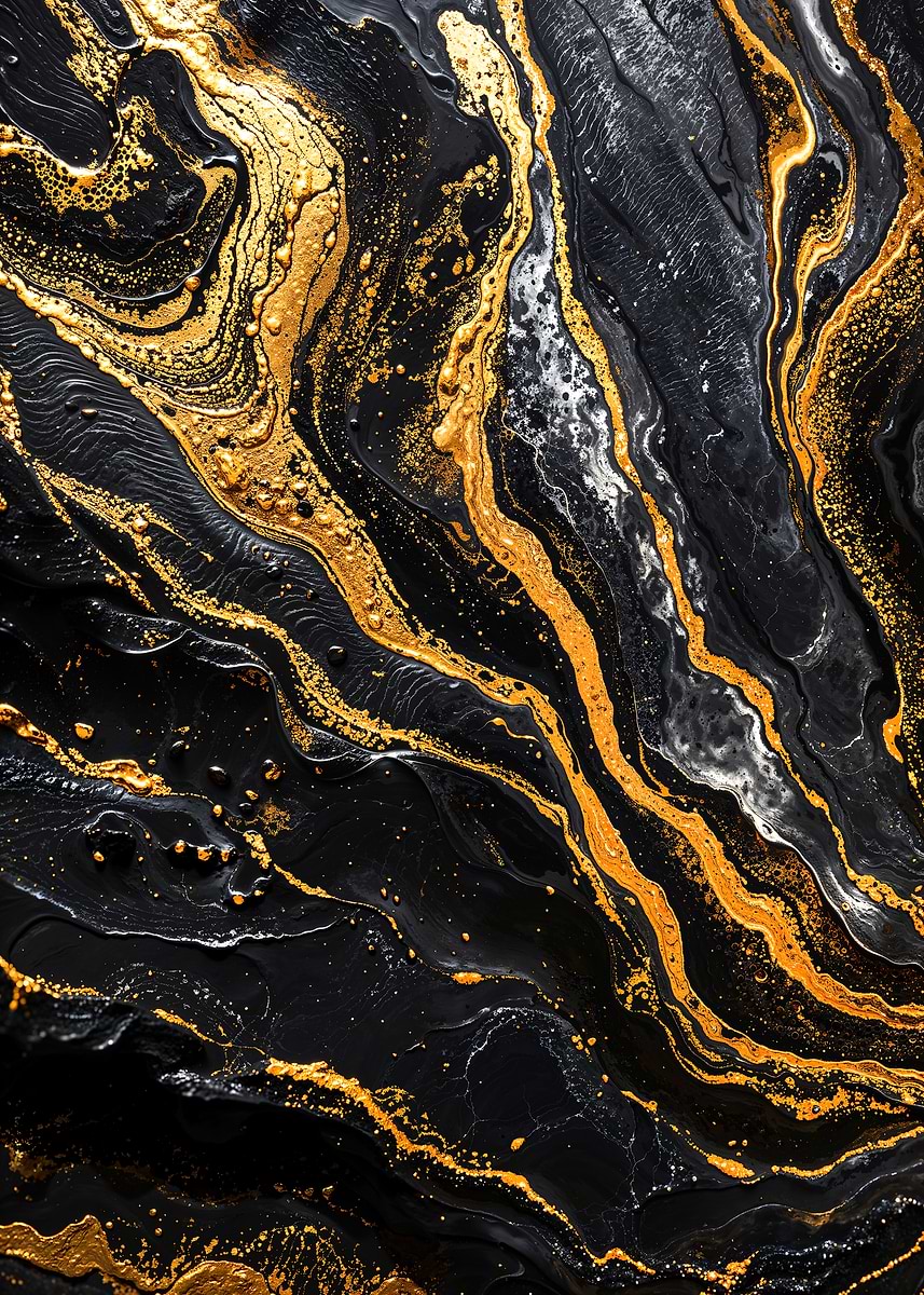 Golden Currents — from the Precious Metal Reforged collection, a Pixaverse metal print