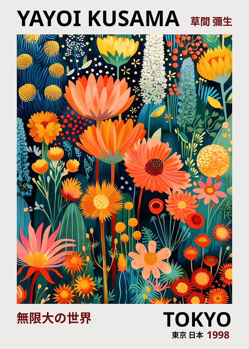 絵画 FUKUI KAITO NY FLOWER POSTER edition 30 Amazon.com: JCCSFF Retro Yayoi Kusama Poster Kusama Inspired