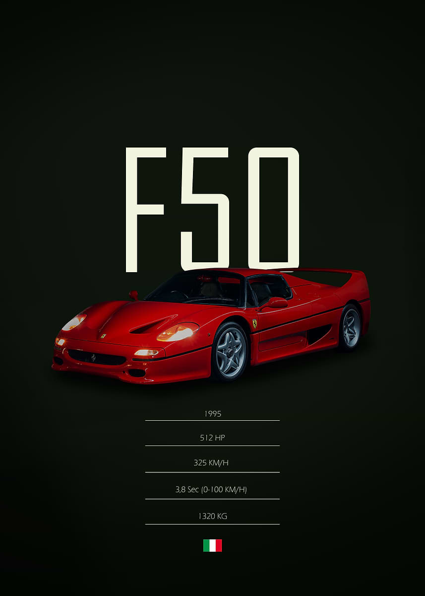 1995 Ferrari F50' Poster, picture, metal print, paint by