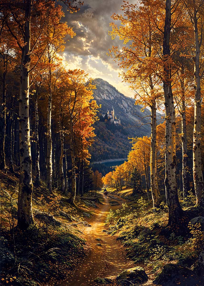 The Path Less Traveled — from the Forgotten Fantasy Realms collection, a Pixaverse metal print