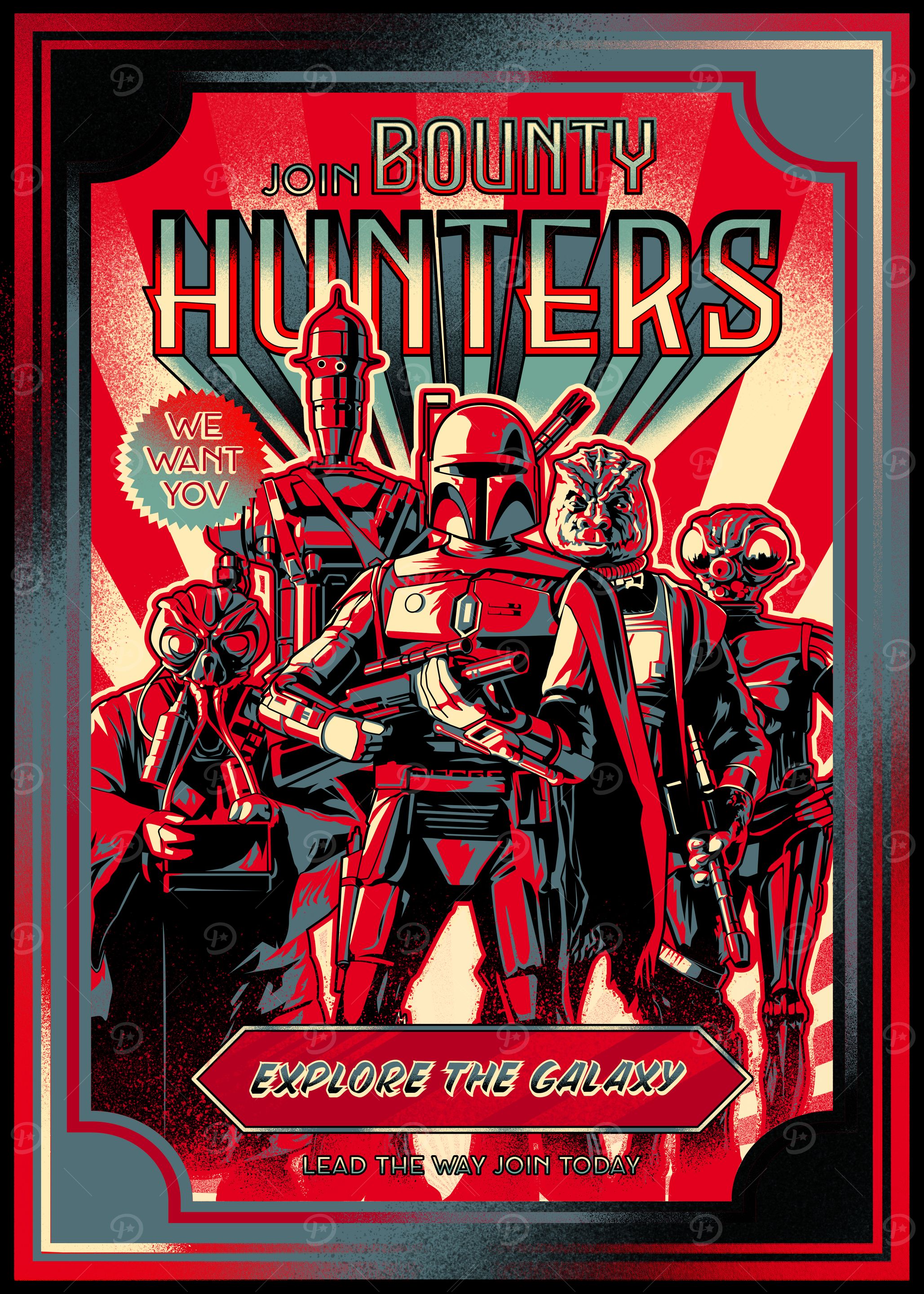 Bounty Hunters' Poster, picture, metal print, paint by Star Wars