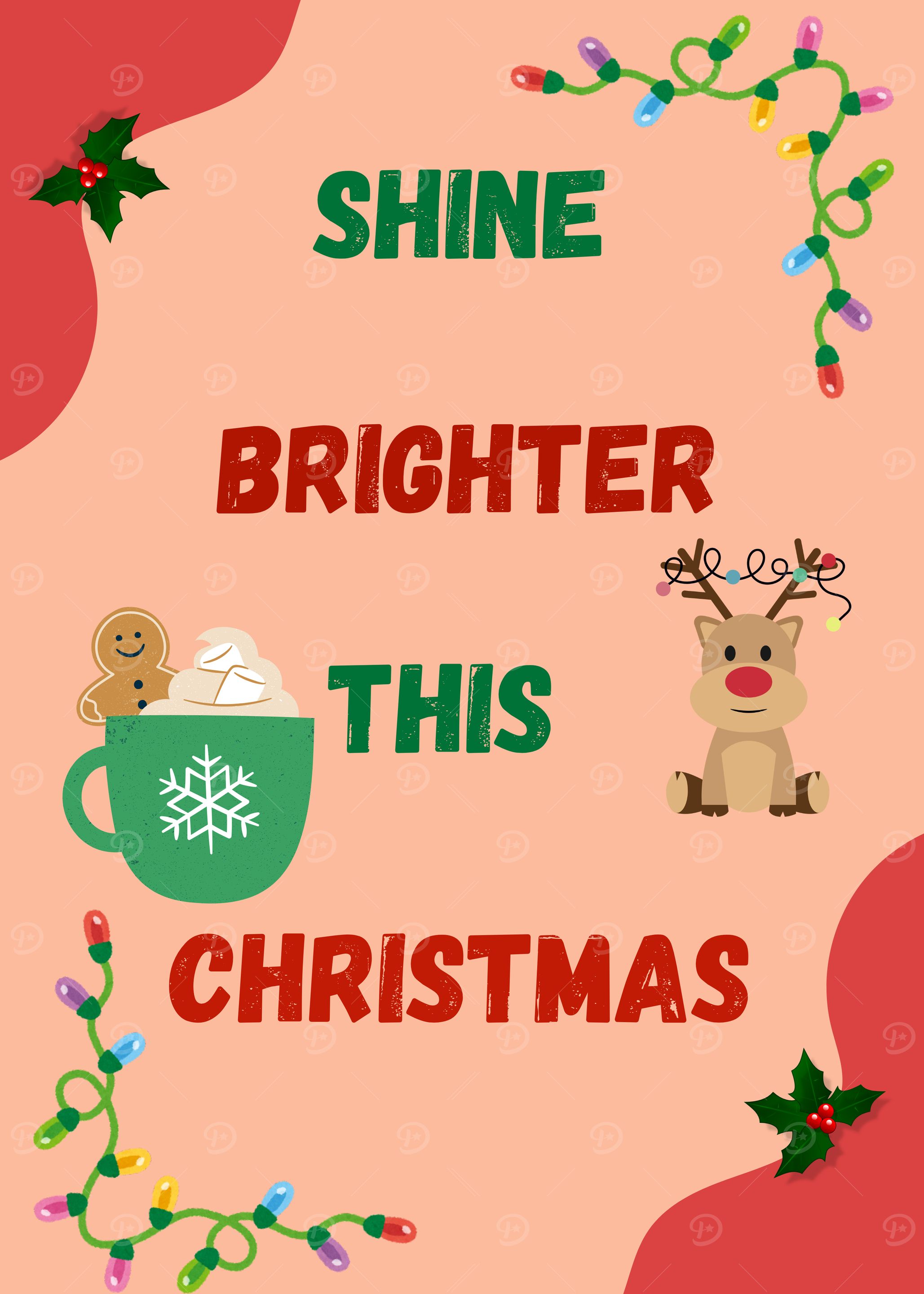 'Shine Brighter This Christmas' Poster, picture, metal print, paint by ...