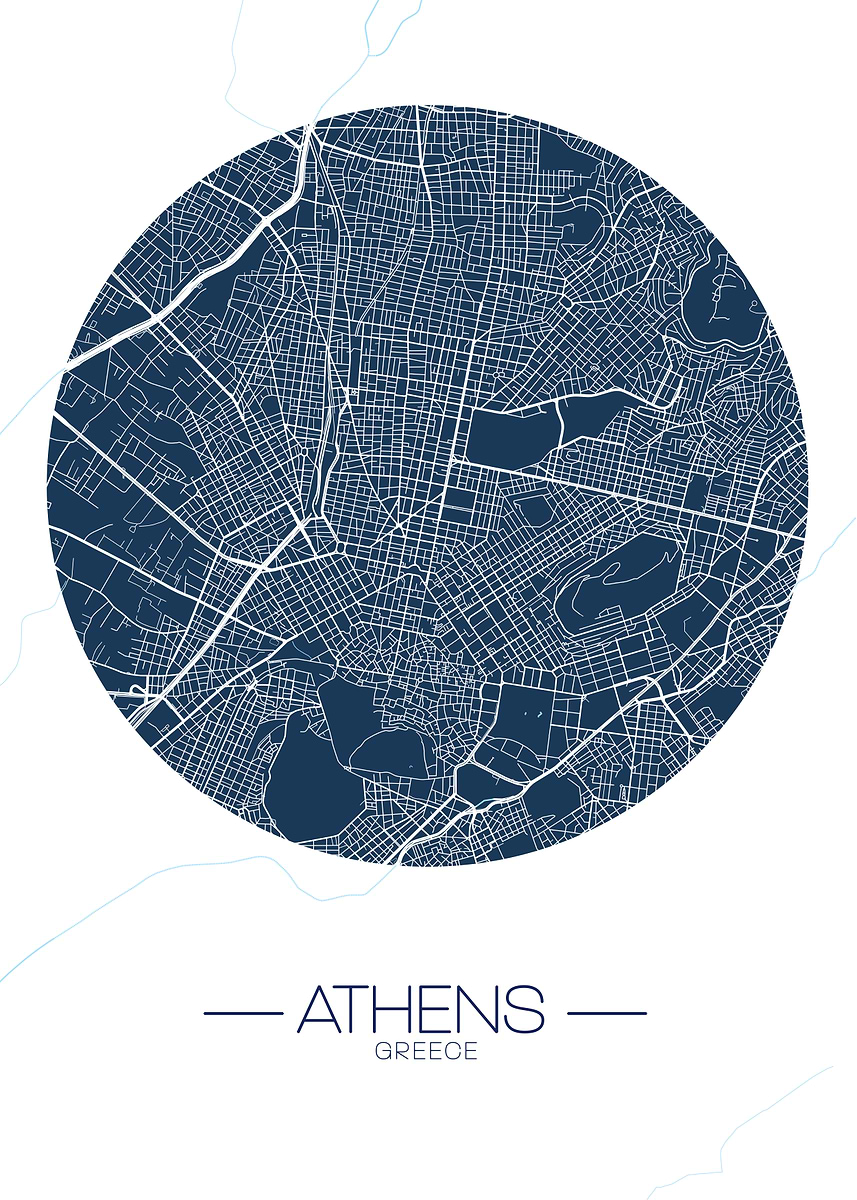 'Athens City Map' Poster, picture, metal print, paint by MyDigitalMind ...