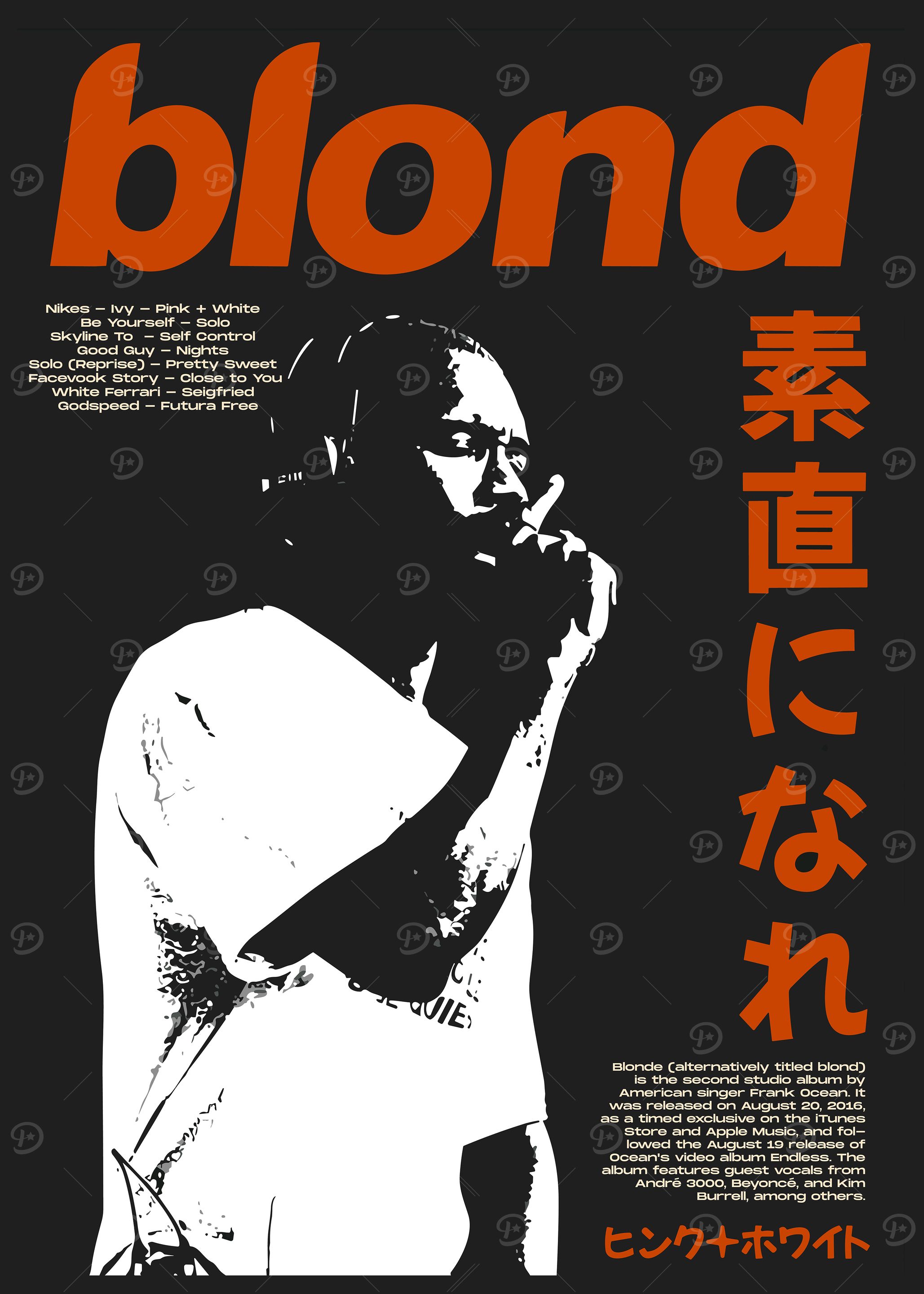 Frank Ocean Blond' Poster, picture, metal print, paint by Sigvard