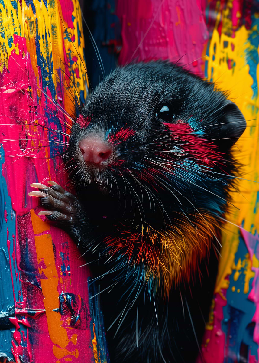 'Colorful Rat Portrait' Poster, picture, metal print, paint by Dareen ...