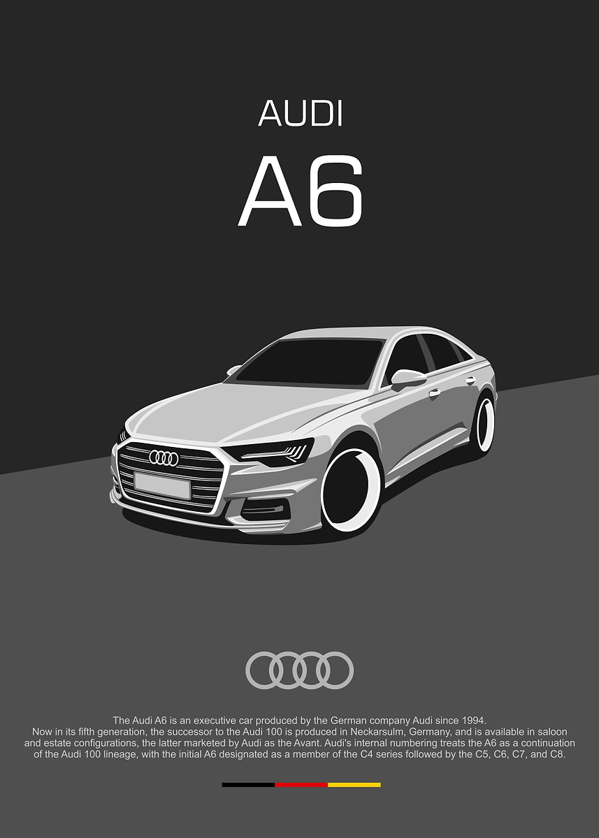 Audi A6' Poster, picture, metal print, paint by Muezzahero | Displate
