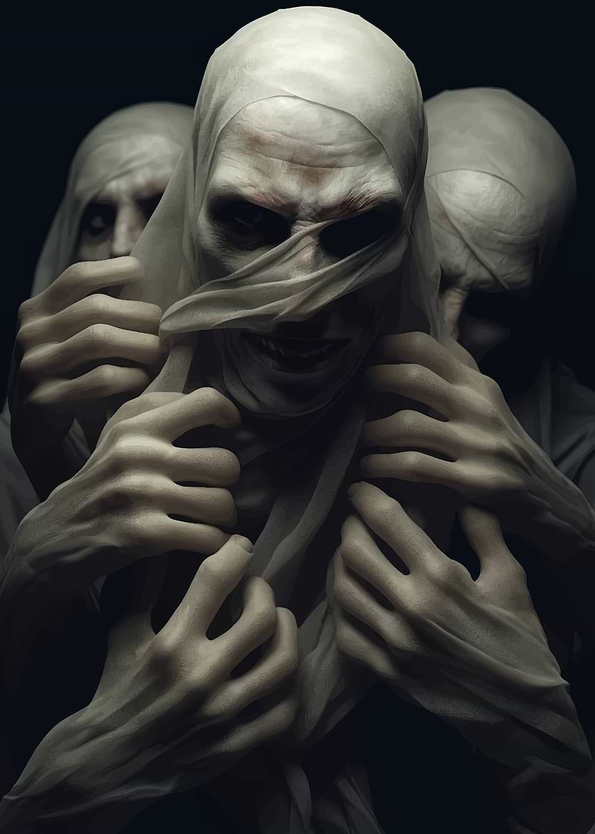 'Creepy Faceless Figures' Poster, picture, metal print, paint by ...