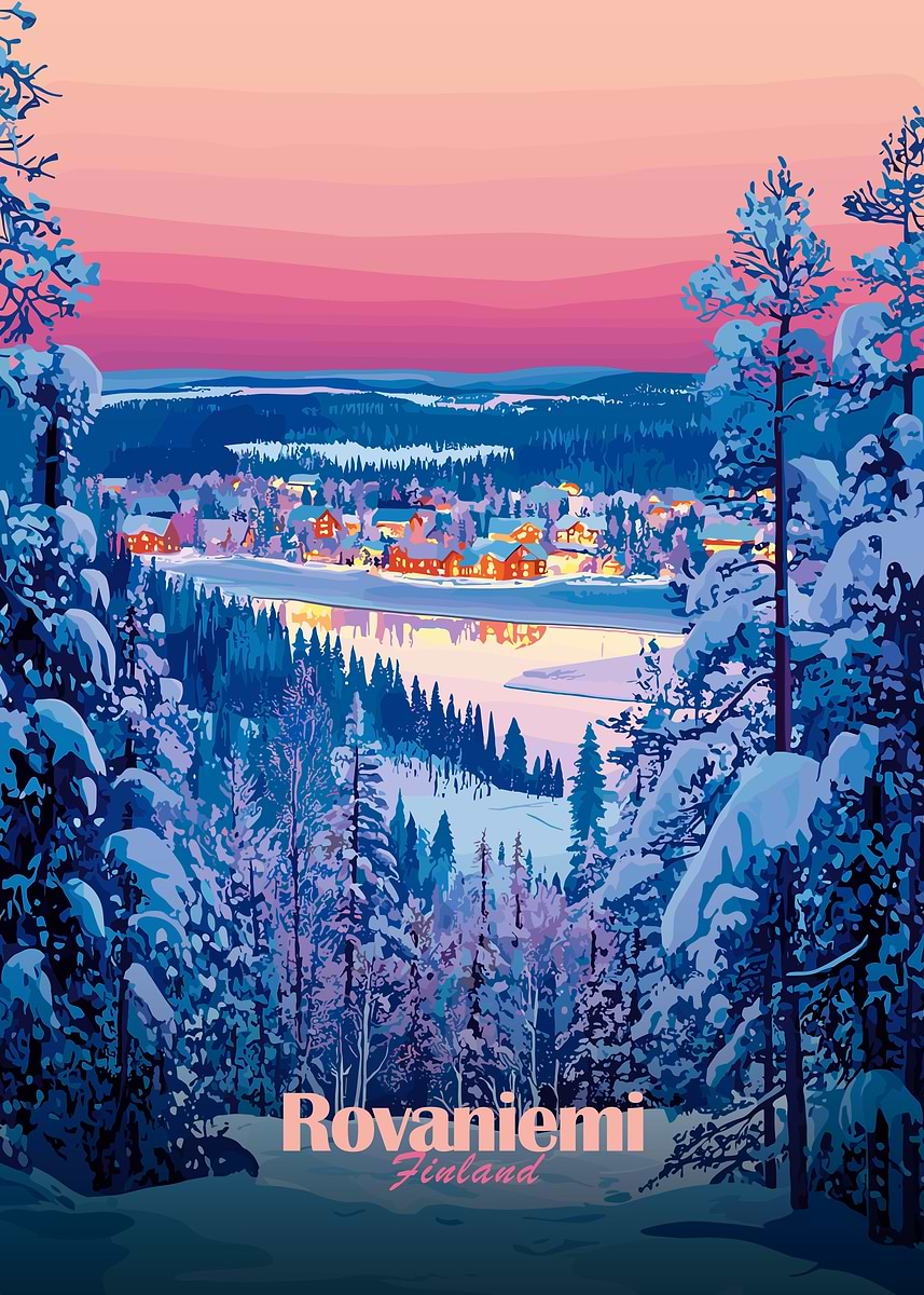 Rovaniemi Finland Winter Landscape' Poster, picture, metal print