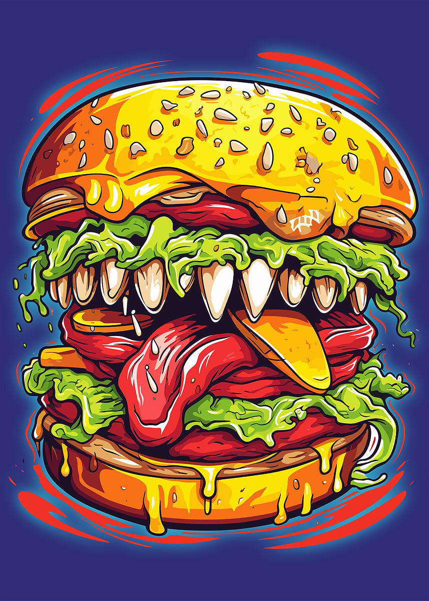 Monster Burger' Poster, picture, metal print, paint by arymis100
