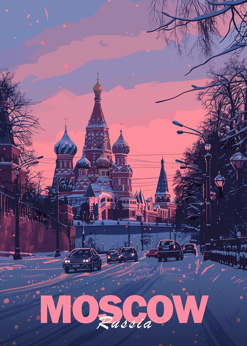 Moscow Cityscape' Poster, picture, metal print, paint by Adam Reed