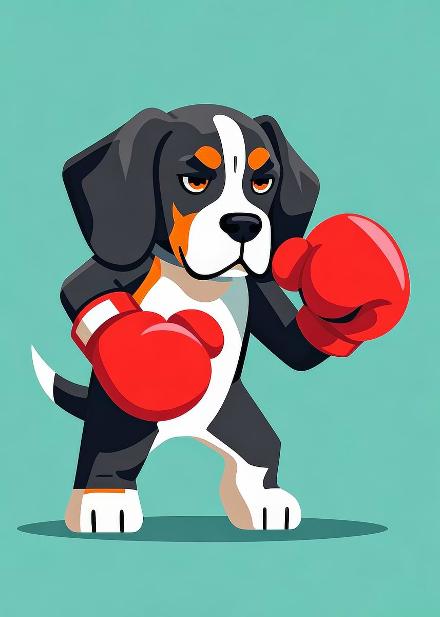 'Boxing Beagle' Poster, picture, metal print, paint by The Flowers ...